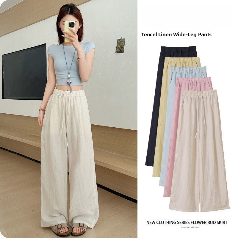 Linen Pant Wide - 화이트 린넨 팬츠 여성 여름 경량