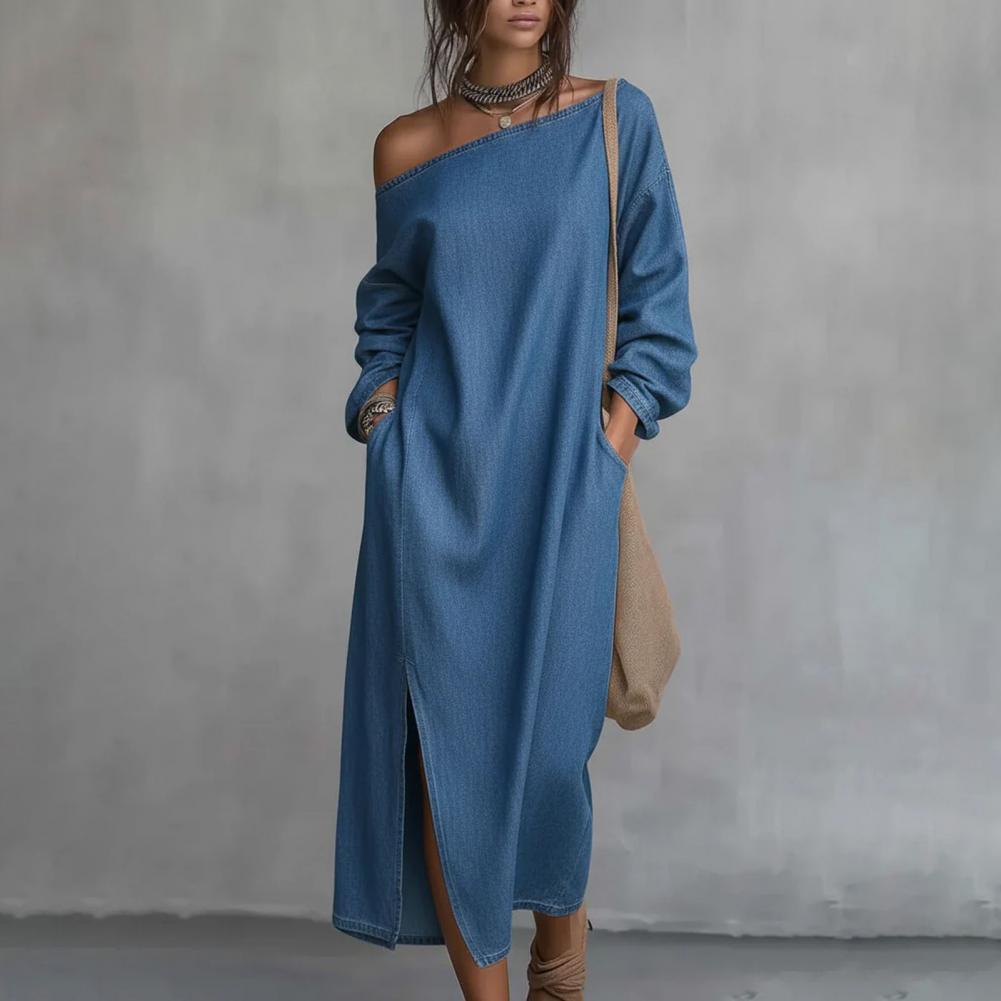 여성용 원숄더 롱 슬리브 맥시 드레스, 캐주얼 코튼 린 - Linen Dress Wrap 리뷰 및 가격