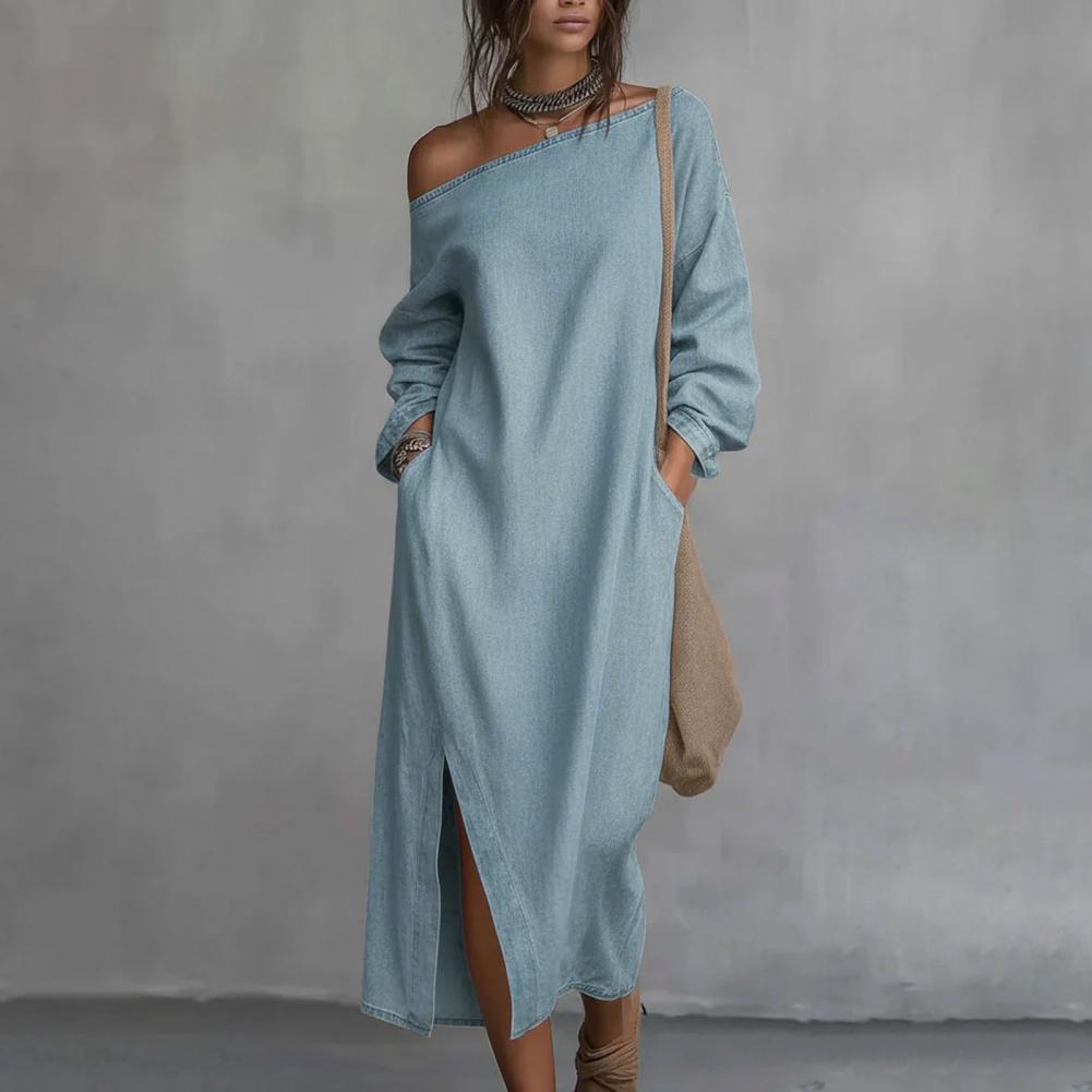 여성용 원숄더 롱 슬리브 맥시 드레스, 캐주얼 코튼 린 - Linen Dress Wrap 리뷰 및 가격