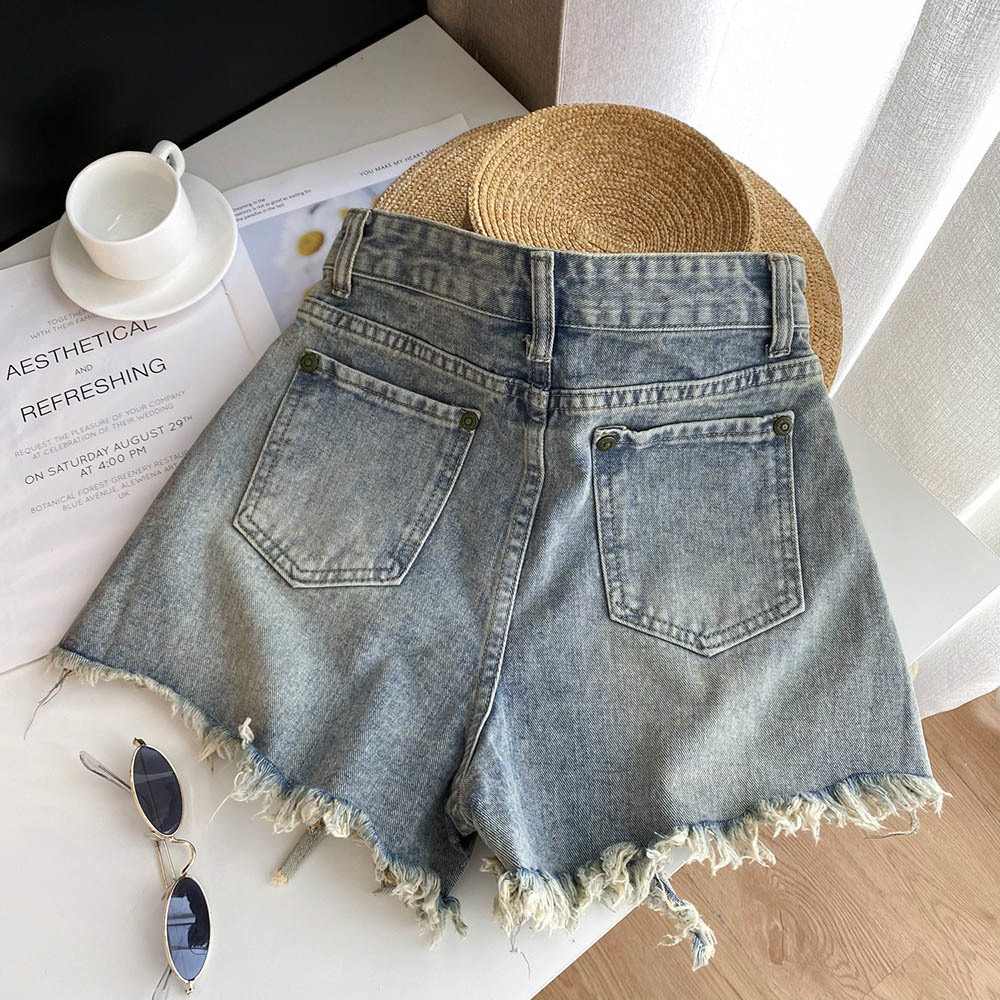 여성용 섹시한 프린지 가장자리 찢어진 구멍 청바지, 패 - Shorts Denim Frayed 리뷰 및 가격